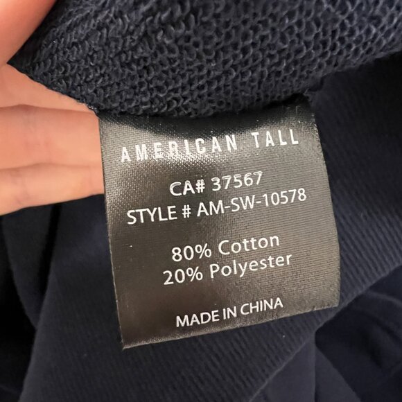 American Tall Men's Crewneck Sweatshirt Navy Blue Chest Pocket Fleece M Tall - Picture 4 of 4